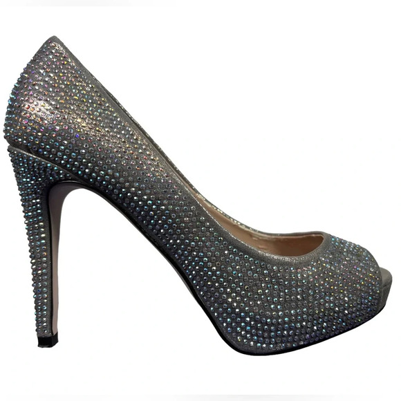 Kurt Geiger Shoes - Carvela Kurt Geiger Silver Metallic Lovebird Crystal-embellished Satin Stilettos
